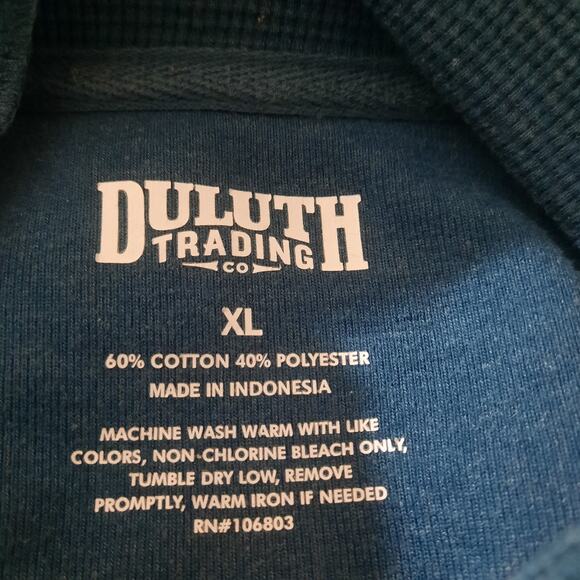 Duluth Trading Co Mens Blue Thermal Long Sleeve 1/4 Button Pullover Size XL - Picture 3 of 4